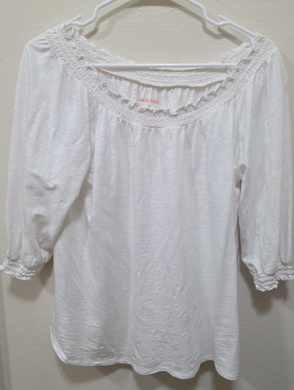 Knox Rose White Off-Shoulder Smocked Peasant Blouse -